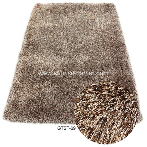 Polyester Elastic & 1200D Silk Shaggy Carpet / Rug Plain Color